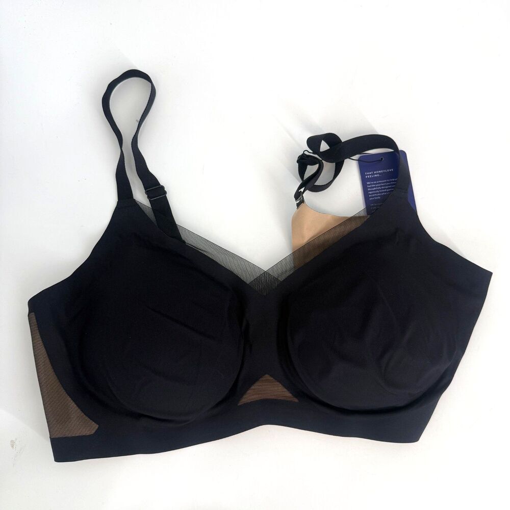 Honey Love Liftwear Crossover Bra Black Size 3X Wireless Comfort